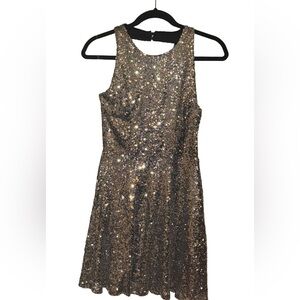 Elegant Silver Sequin skater style Dress SZ 3 Midnight Doll